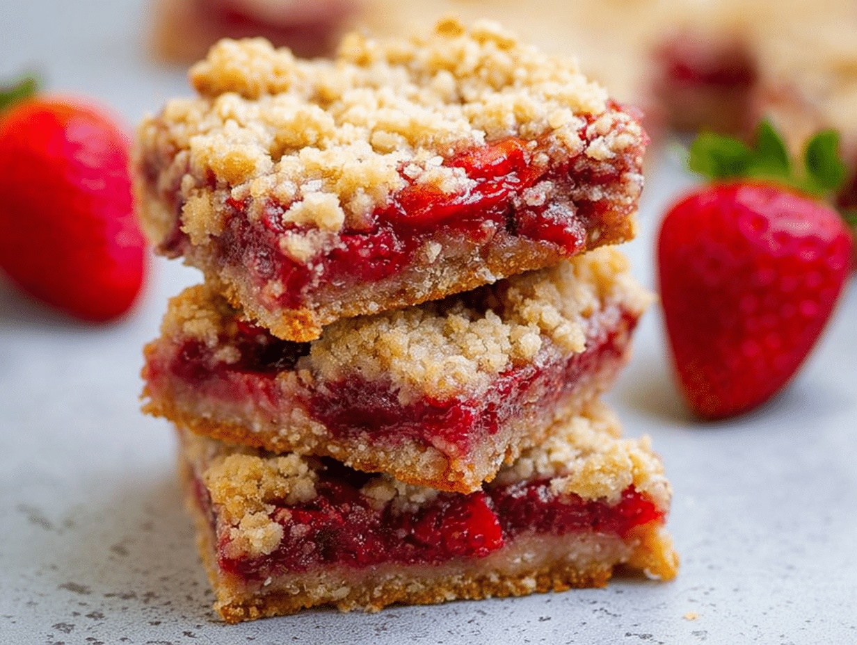 Strawberry Oatmeal Bars with Crumble Topping