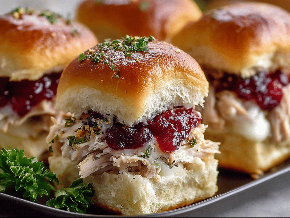 Thanksgiving Leftover Turkey Cranberry Sliders