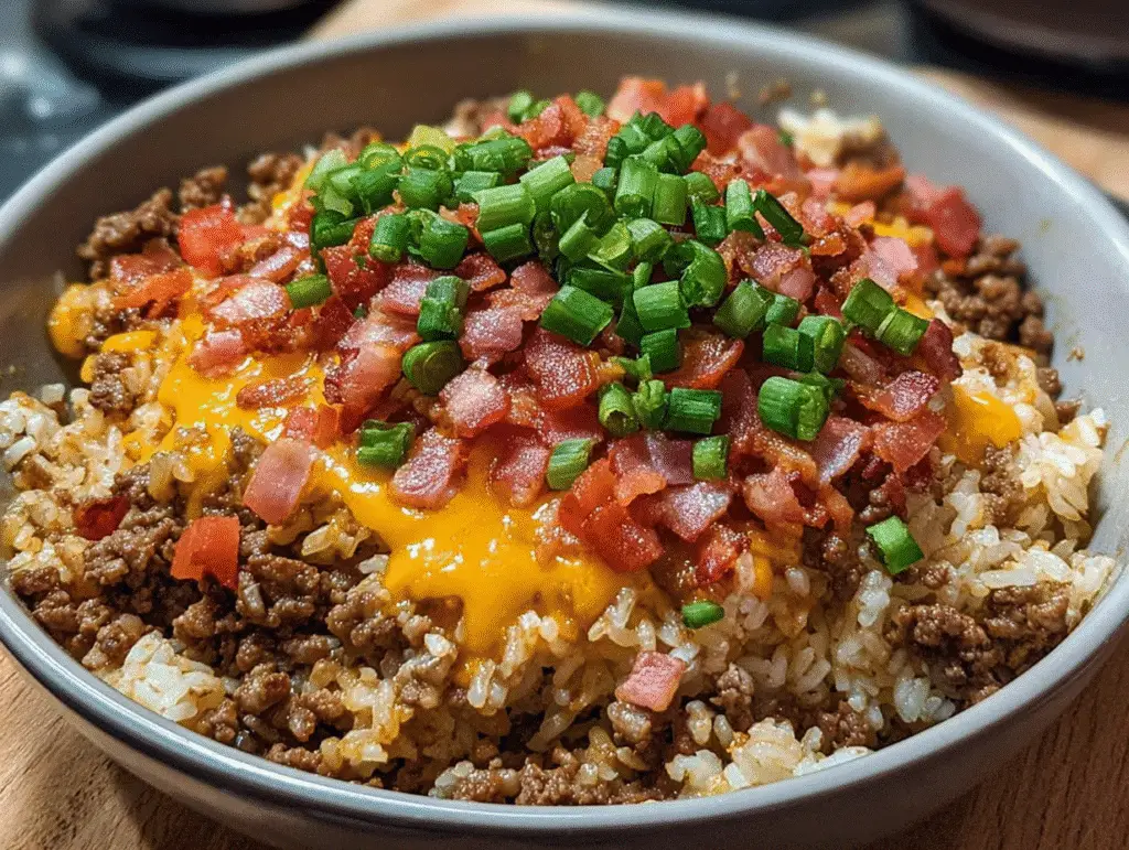Bacon Cheeseburger Rice Skillet