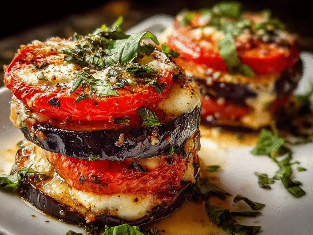 Baked Eggplant and Tomato Stacks