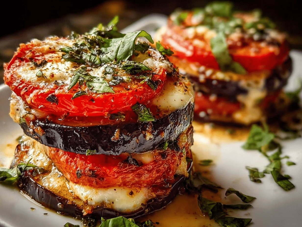 Baked Eggplant and Tomato Stacks