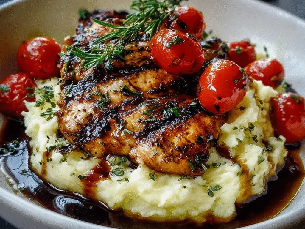 Balsamic Grilled Chicken with Herbed Mashed Potatoes