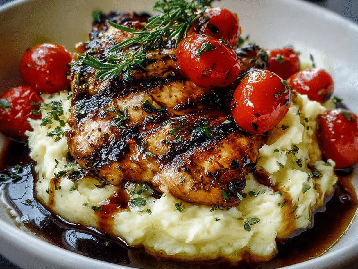 Balsamic Grilled Chicken with Herbed Mashed Potatoes