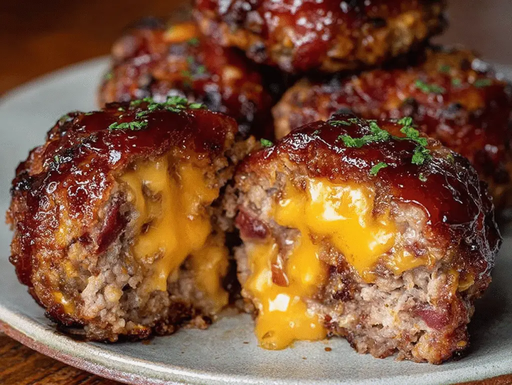 Bang-Bang Melty Bacon Cheddar Stuffed Meatloaf Bombs