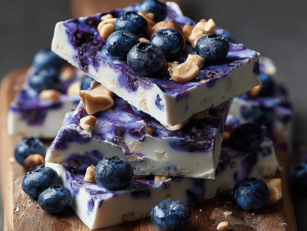 Blueberry Frozen Cottage Cheese Bark