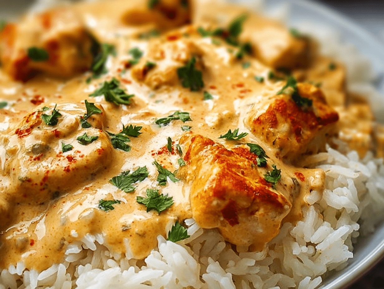 CREAMY SMOTHERED CHICKEN AND RICE RECIPE