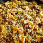 Cheesy Bowtie Pasta with Savory Cajun Ground Beef in Garlic Cream