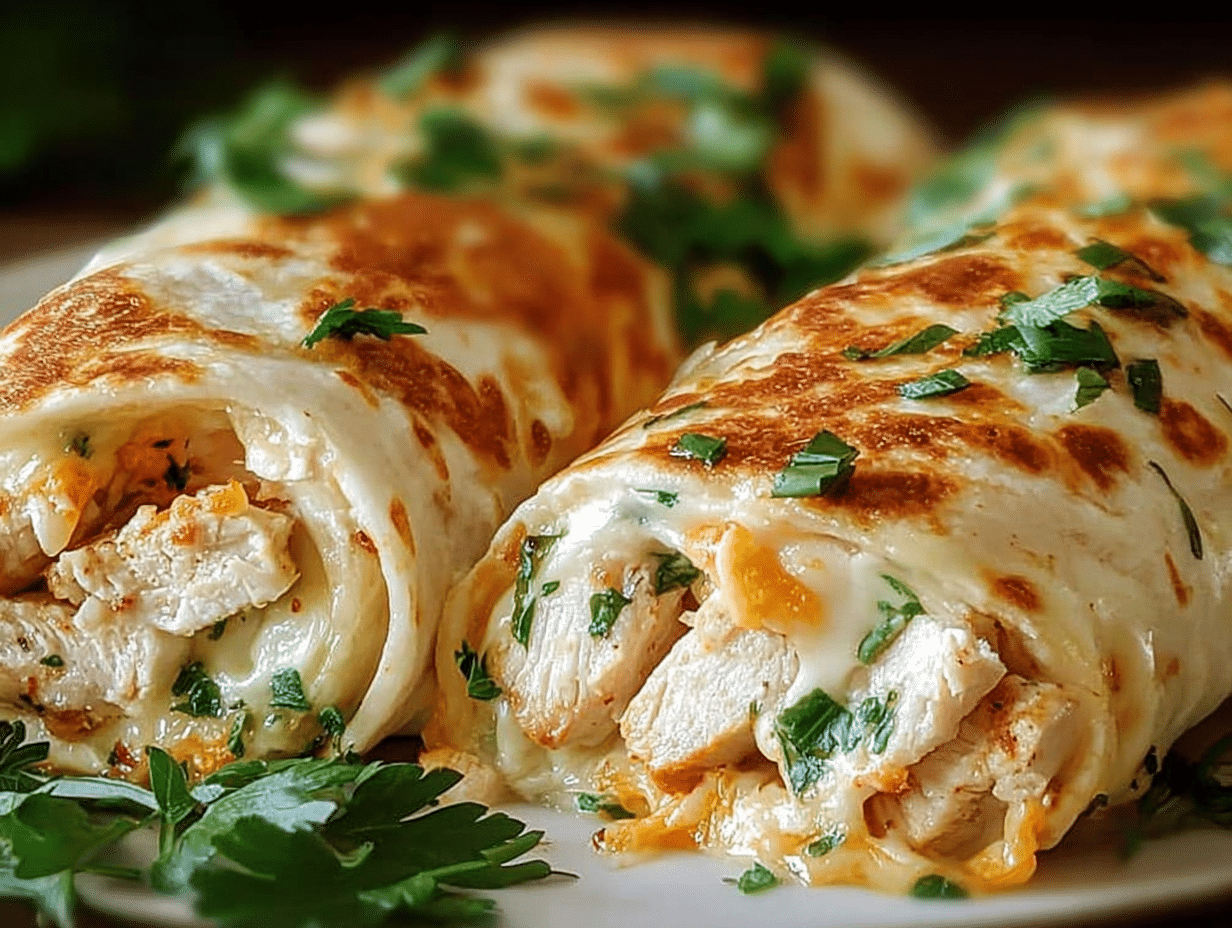 Cheesy Chicken Garlic Wraps