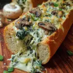 Cheesy Spinach Artichoke & Mushroom Stuffed Baguette
