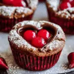 Chocolate Cheesecake Cupcakes with Cherry Hearts