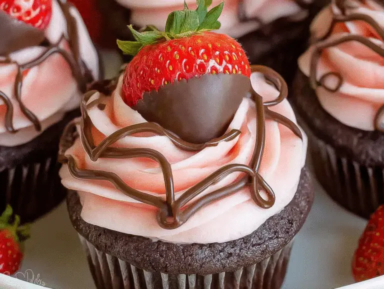 Chocolate covered strawberry cupcakes