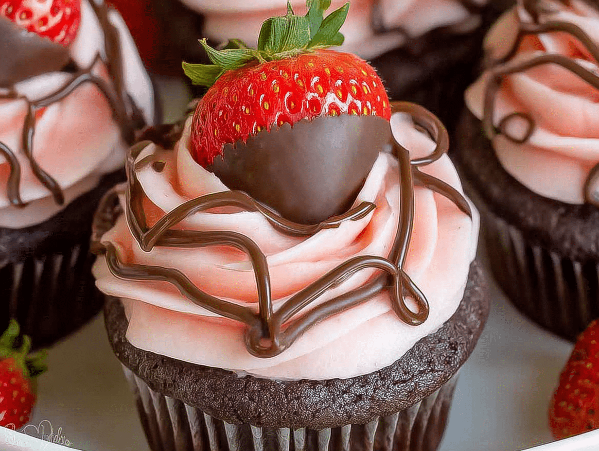 Chocolate covered strawberry cupcakes