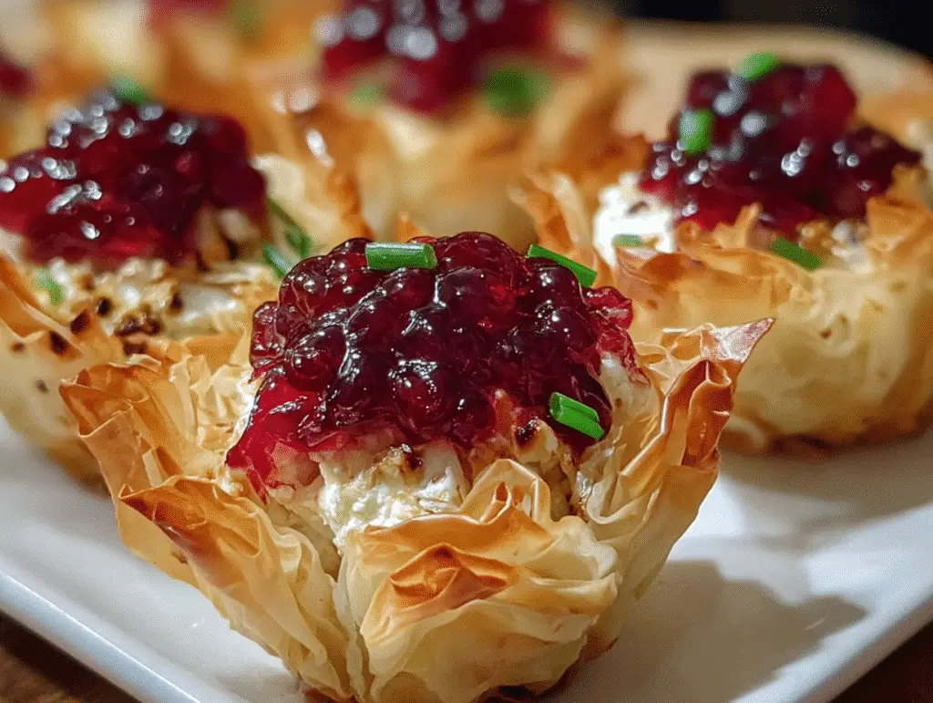 Cranberry Pepper Jelly Cream Cheese Phyllo Cups