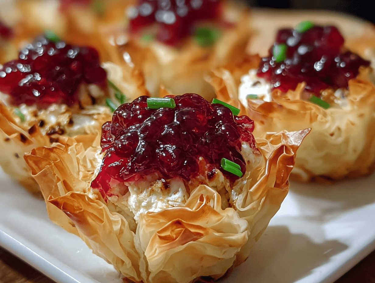Cranberry Pepper Jelly Cream Cheese Phyllo Cups