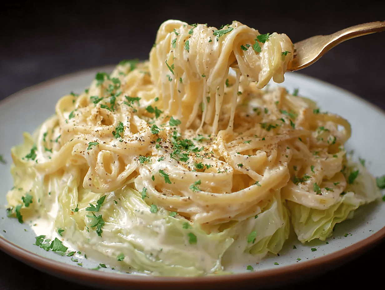 Creamy Alfredo Cabbage Pasta