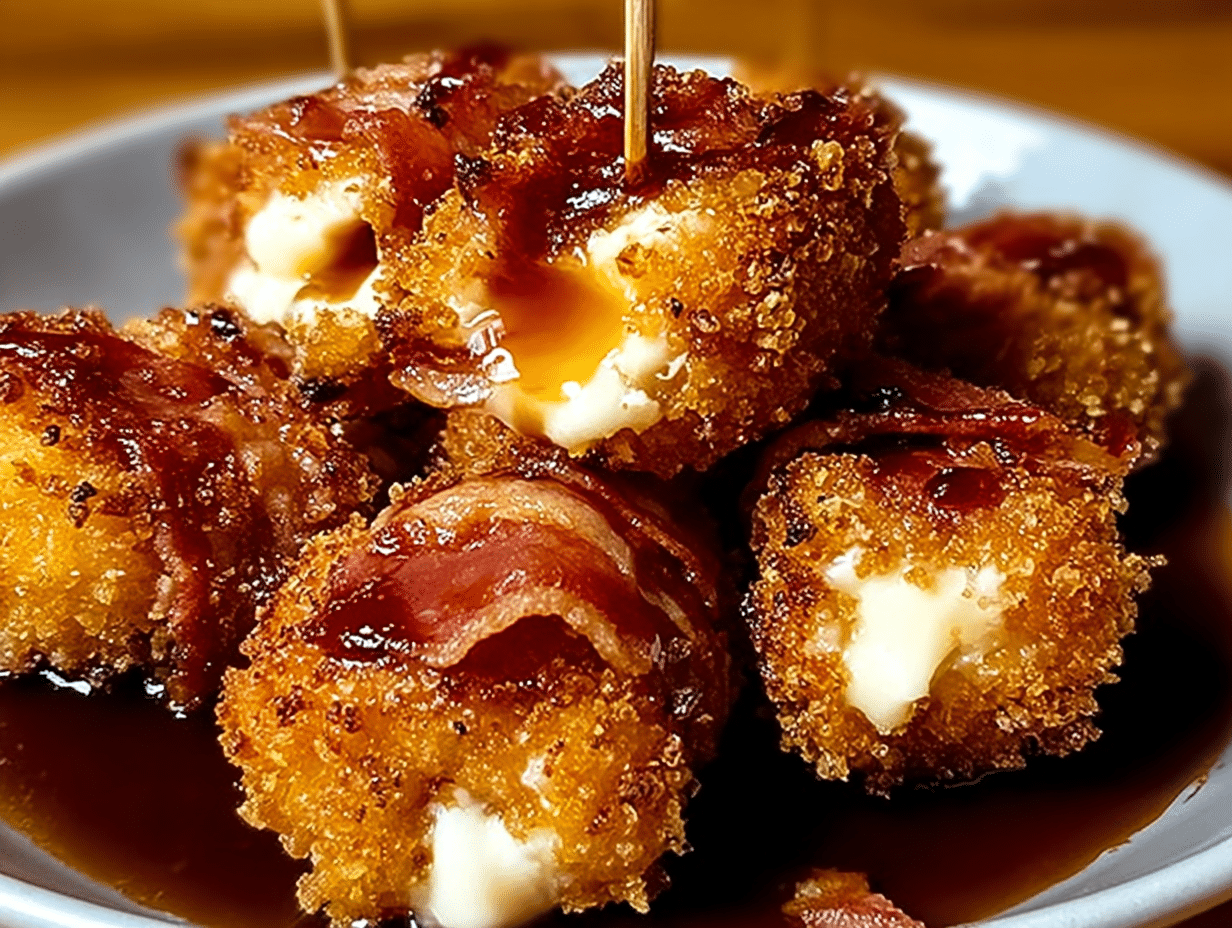 Crispy Mozzarella Poppers with Sweet Maple Glaze Delight