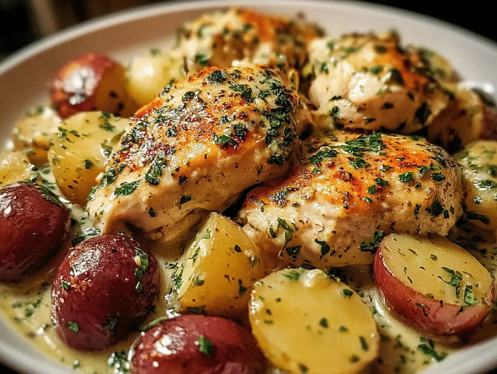 Crockpot Garlic Parmesan Chicken and Potatoes