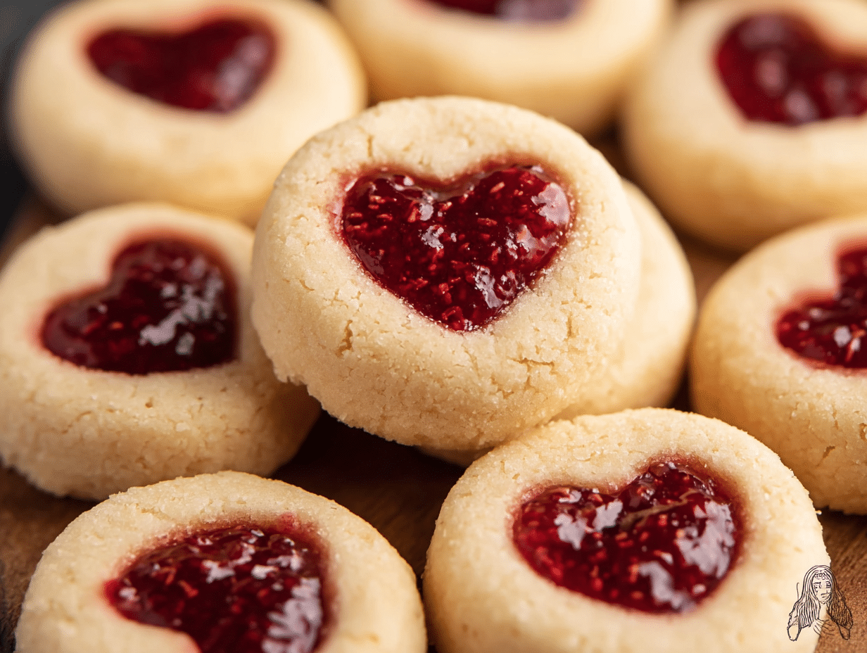 Delectable Heart-Shaped Thumbprint Cookies for Valentine's Day