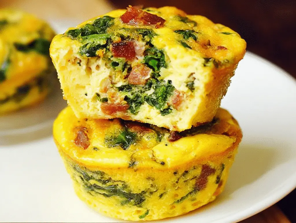 Egg bite cups with spinach and bacon