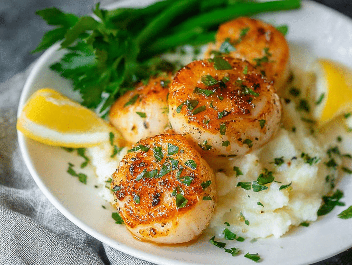 Garlic Lemon Butter Seared Scallops