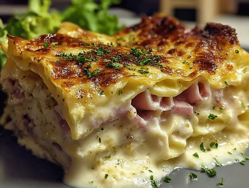 Ham & Cheese Lasagna with Creamy Mornay Sauce