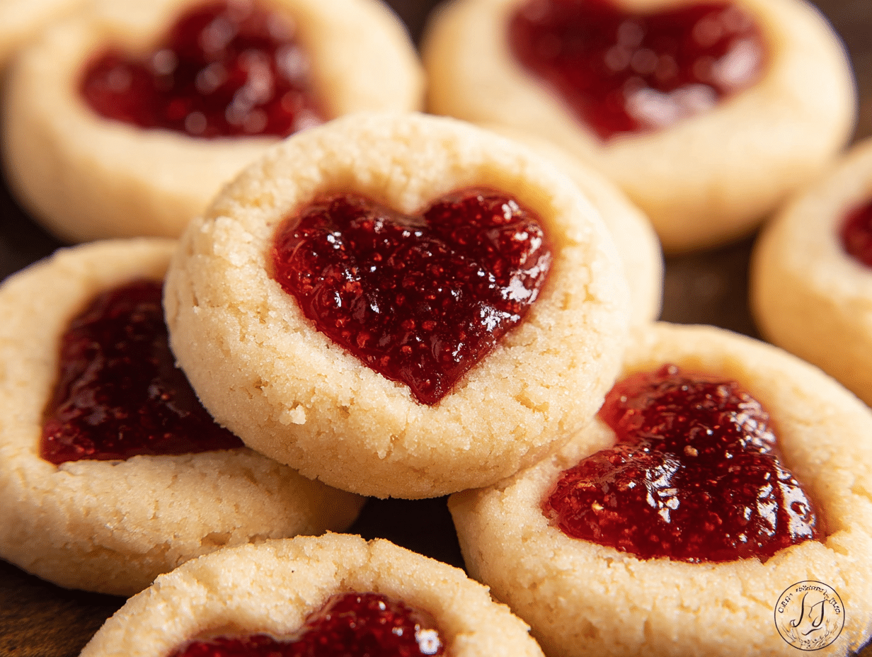 Heart Jam Thumbprint Cookies