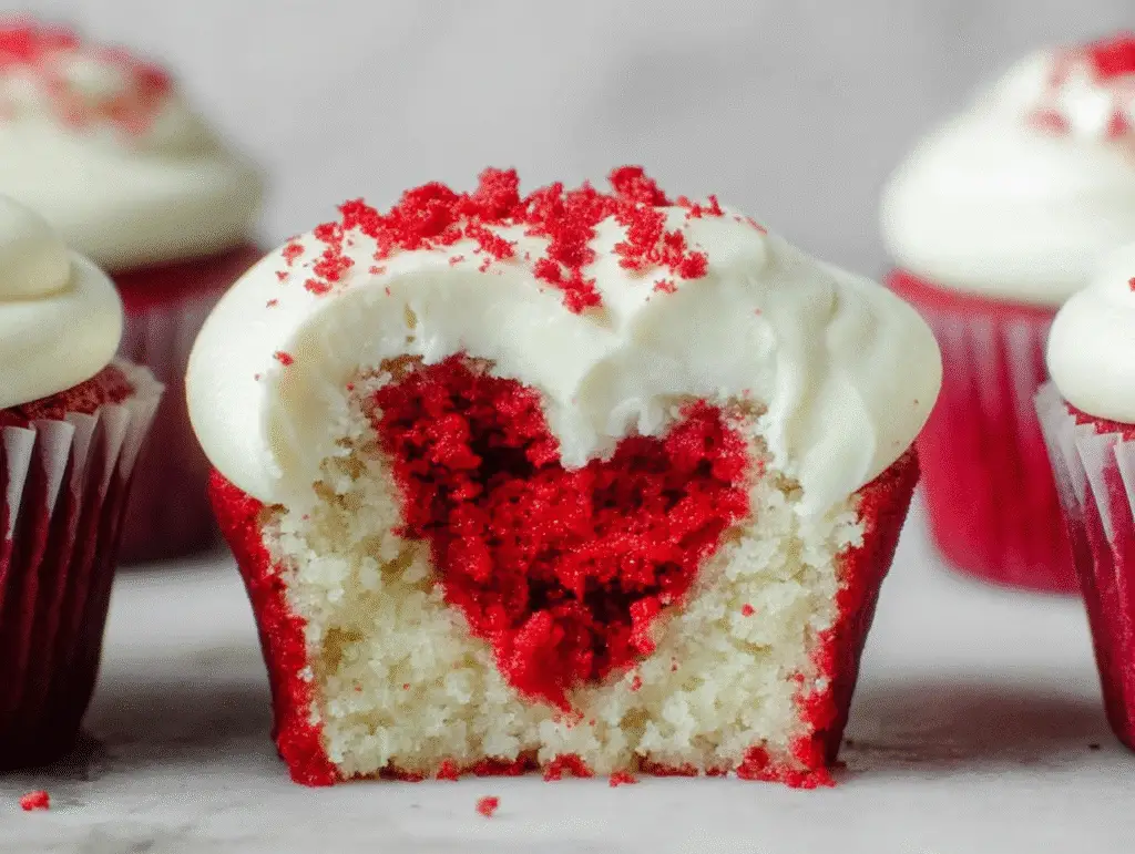 Heart-Shaped Red Velvet Cupcakes