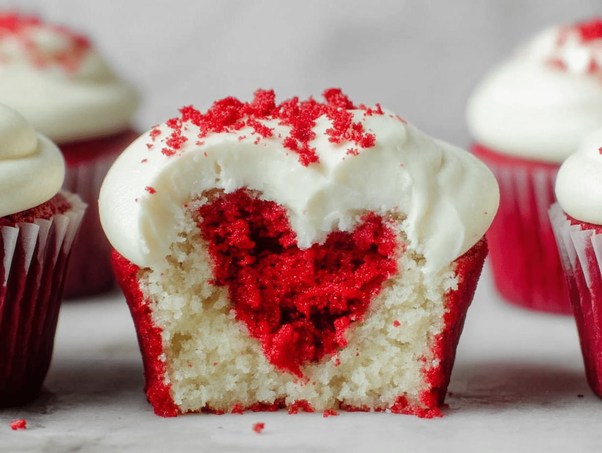 Heart-Shaped Red Velvet Cupcakes