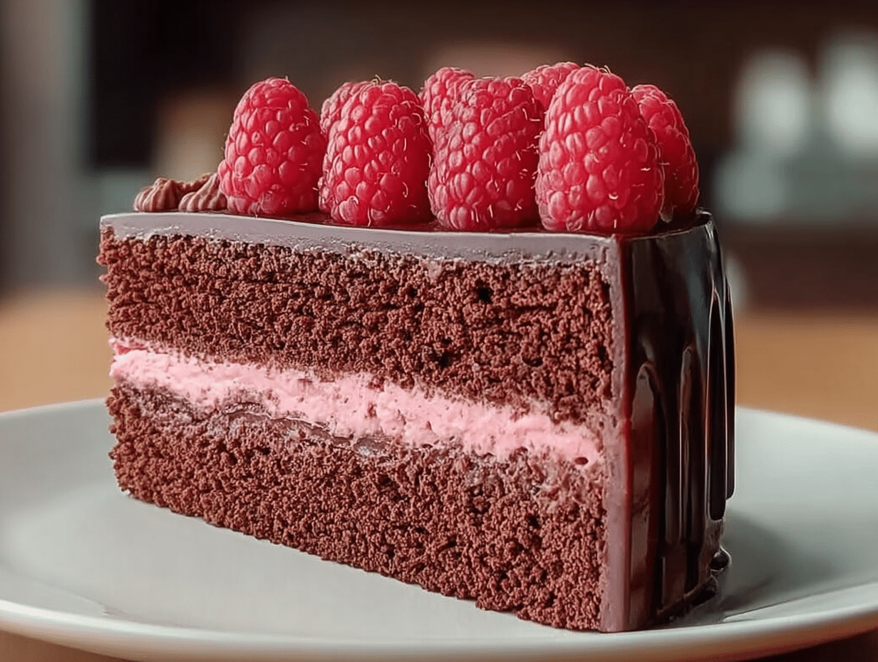 Heavenly Raspberry Chocolate Mousse Cake