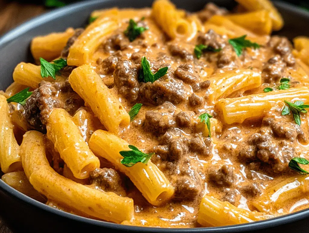 High Protein Creamy Beef Pasta