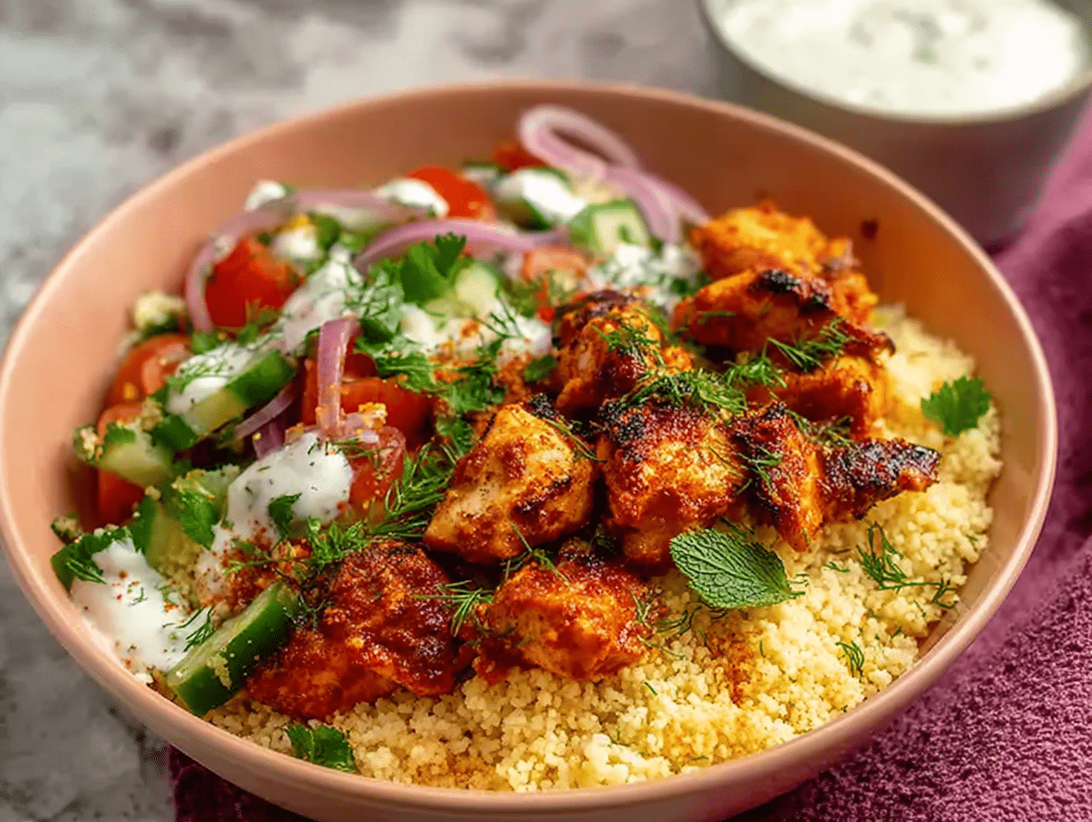 High Protein Mediterranean Chicken Couscous Bowl