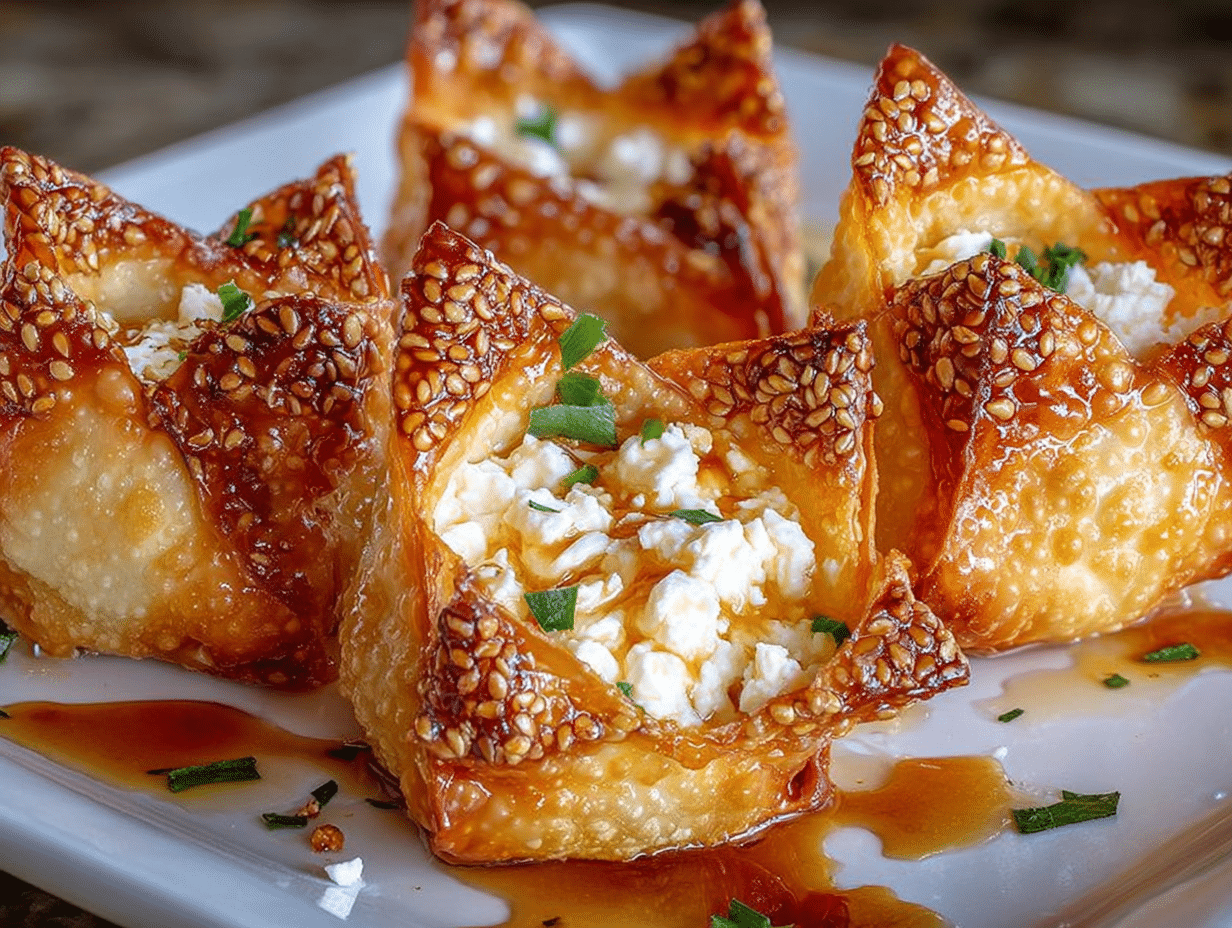 Hot Honey Feta Wonton Rolls