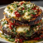 Italian Pesto Parmesan Eggplant Stacks