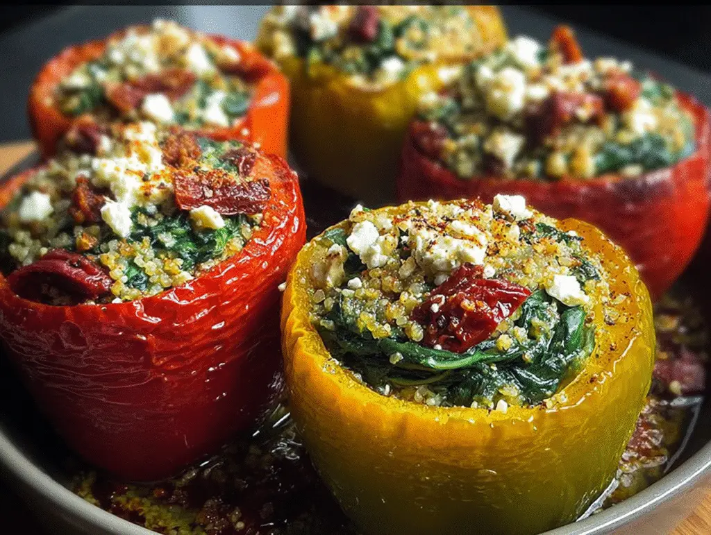 Mediterranean Spinach Feta Stuffed Peppers
