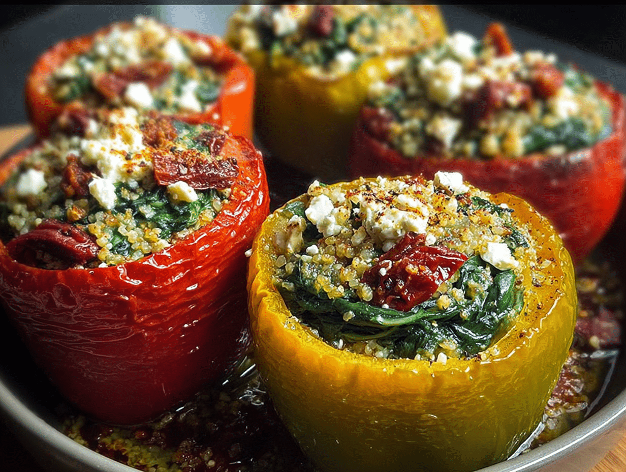 Mediterranean Spinach Feta Stuffed Peppers
