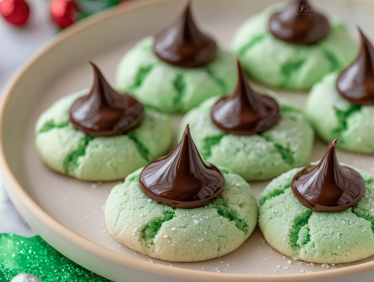 Mint Chocolate Kiss Blossom Cookies