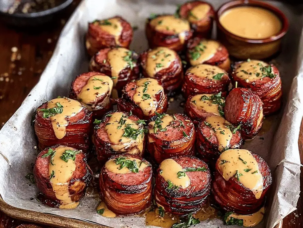 Mustard Hasselback Kielbasa Bites