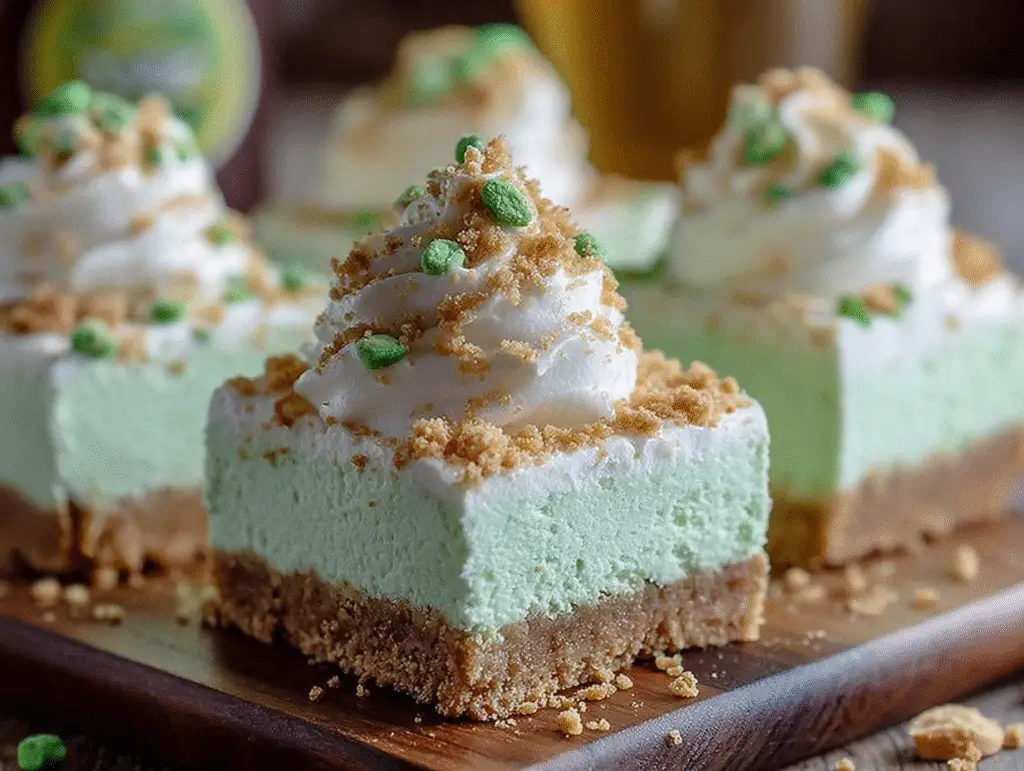 No-Bake Shamrock Shake Cheesecake Bars
