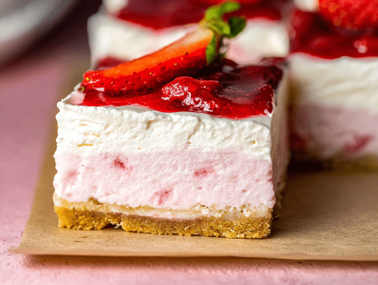No Bake Strawberry Cheesecake Bars