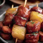 Pineapple Kielbasa Bites with BBQ or Teriyaki Glaze