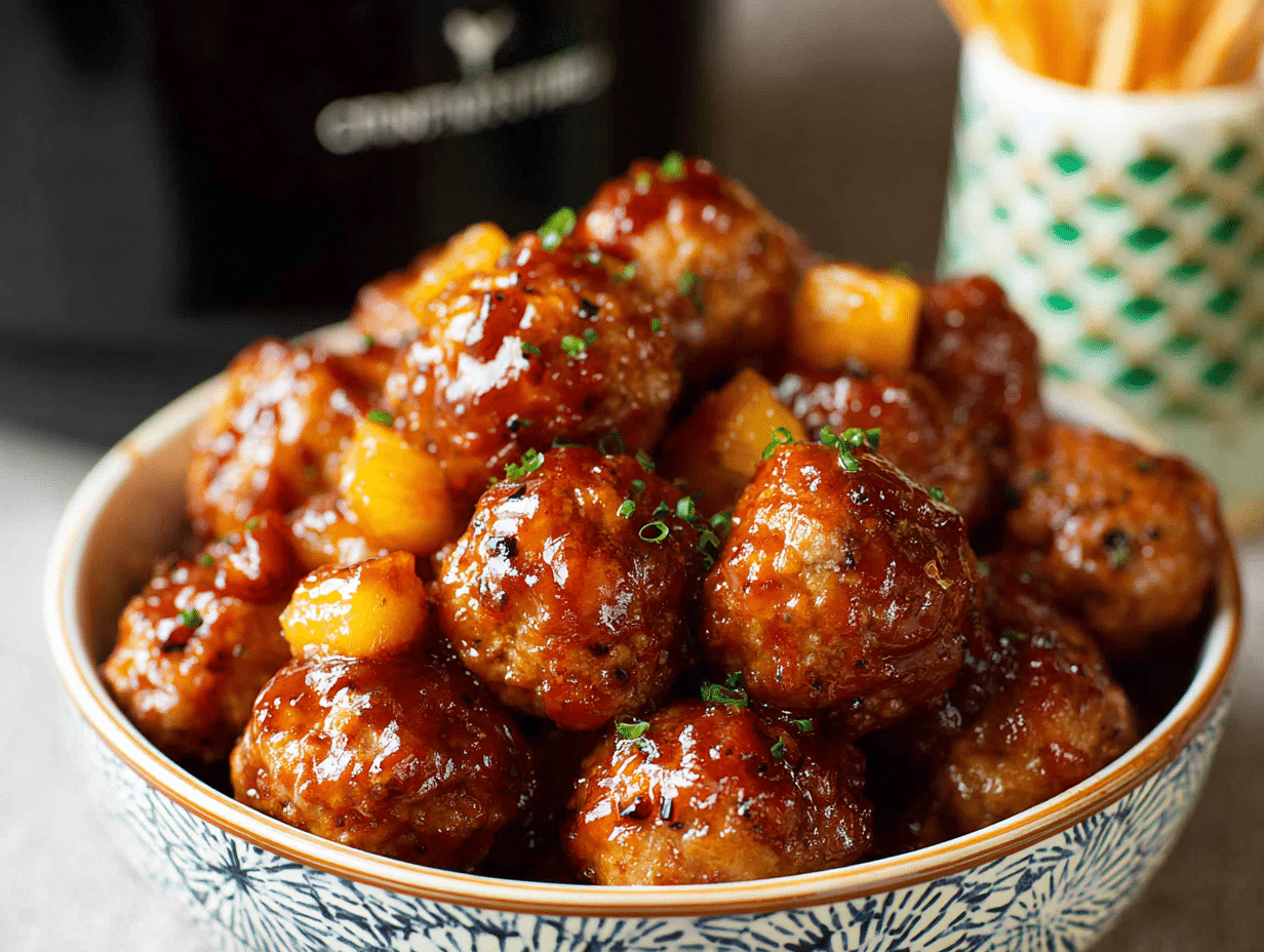 Slow Cooker Pineapple Barbecue Meatballs