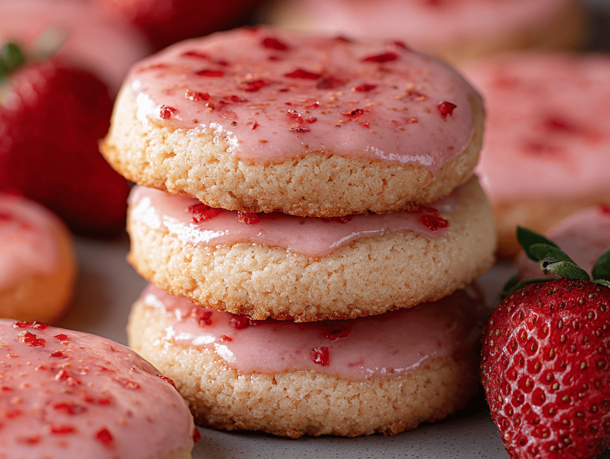 Soft and Tender Strawberry Shortbread Cookies