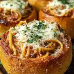Spaghetti Garlic Bread Bowls