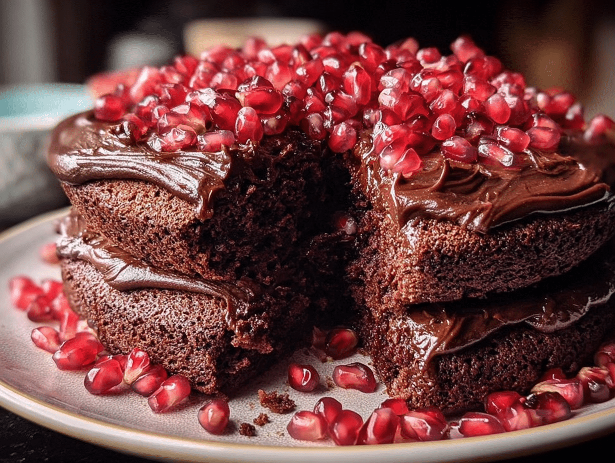 Squidgy Chocolate Pomegranate Torte