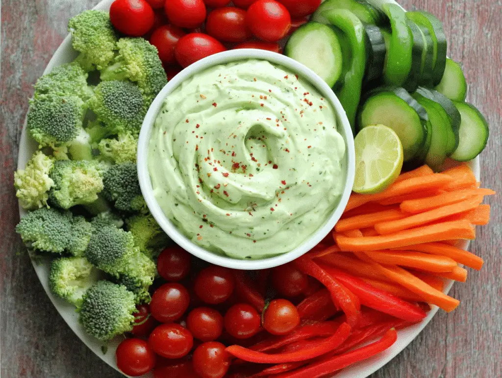 St. Patrick's Day Avocado Ranch Dip with Veggie Tray