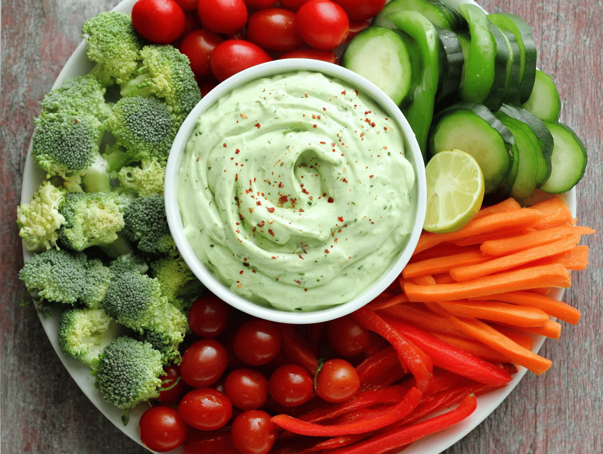 St. Patrick's Day Avocado Ranch Dip with Veggie Tray