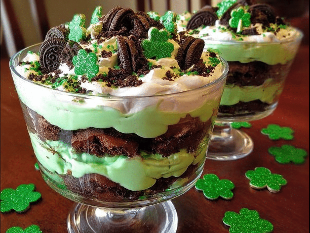St. Patrick's Day Brownie Trifle