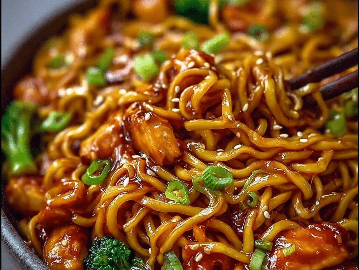 Sticky Garlic Chicken Noodles