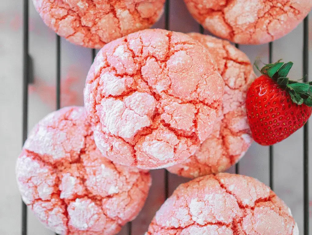 Strawberry Crinkle Cookies