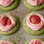 Strawberry Frosted Matcha Cookies